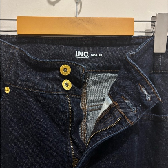 INC International Concepts Dark Blue high waisted Wide-Leg Jeans - Picture 2 of 5